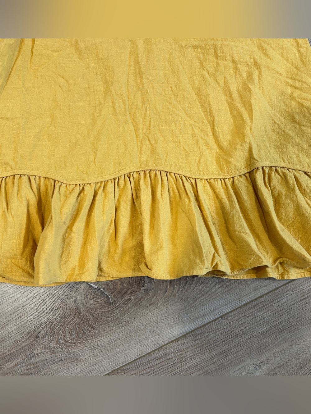 Sunny Yellow Ruffle scalloped Hem Slip Dress 100% cotton - Picture 4 of 5